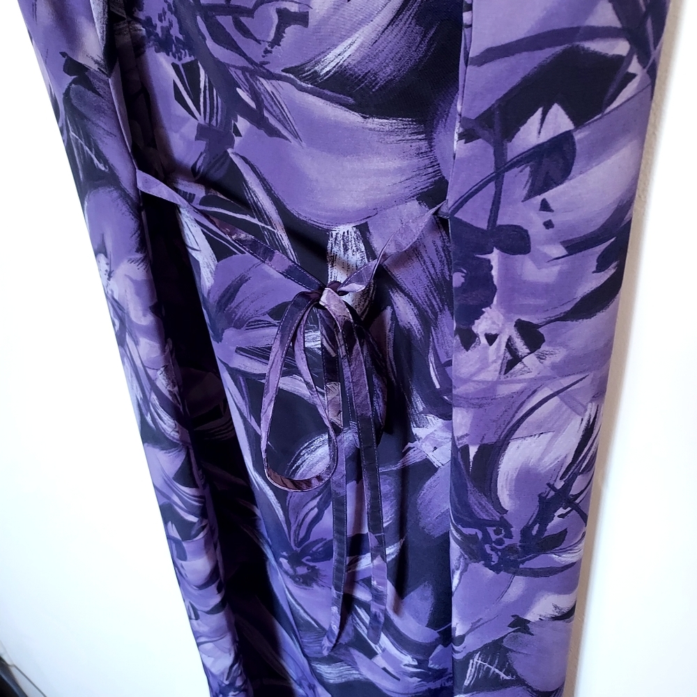 Norton McNaughton Vintage 90s Purple floral Maxi dress Tropical Vacation Luau - Picture 7 of 13
